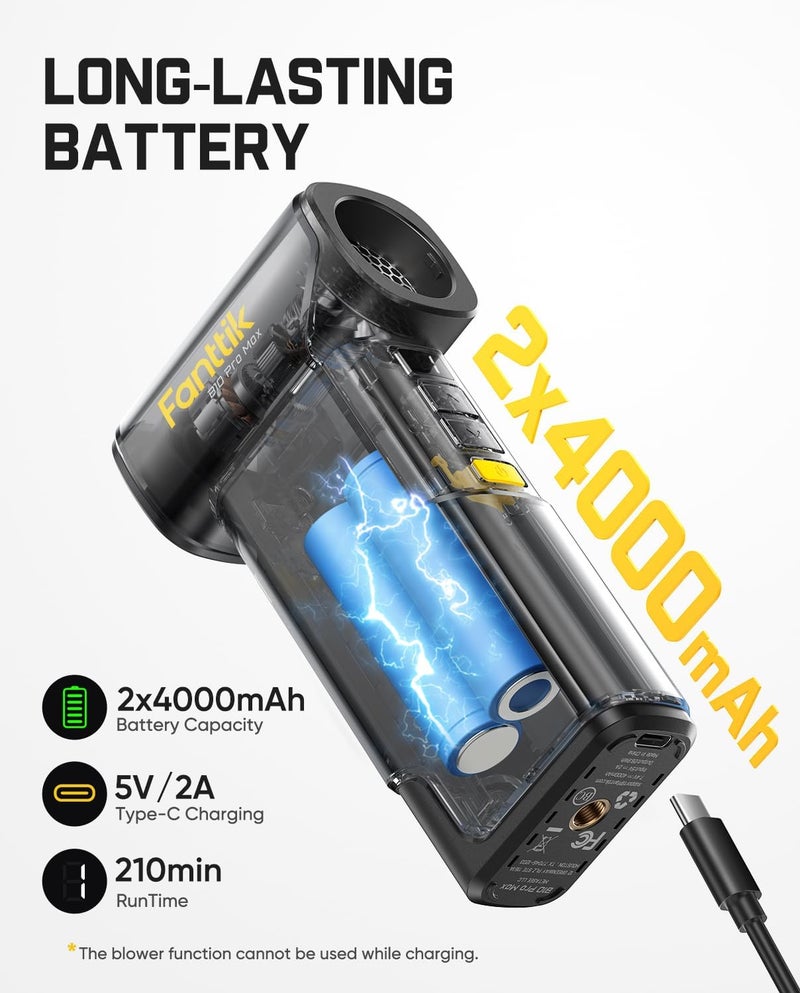 Fanttik B10 Pro Max Electric Air Duster, 130000RPM Brushless Motor, Compressed Air Duster, 6 Gears Adjustable, One-tap Booster, 28.8Wh Rechargeable Battery, Electric Duster for PC, Car, House, Outdoor - Image 4